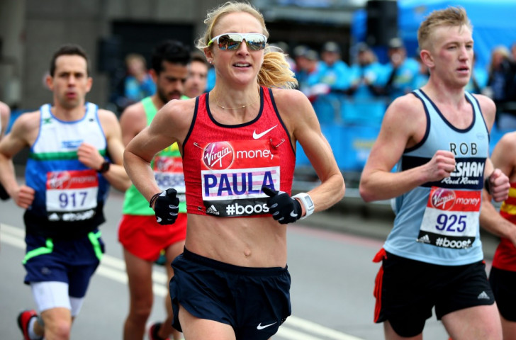 Paula Radcliffe en route to her final London Marathon as an elite athlete in April this year Â©Getty Images